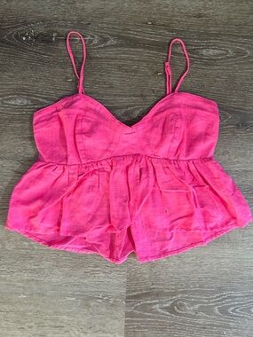 NWT Small American Eagle Pink Spaghetti Strap Smocked Back Cami Crop Top